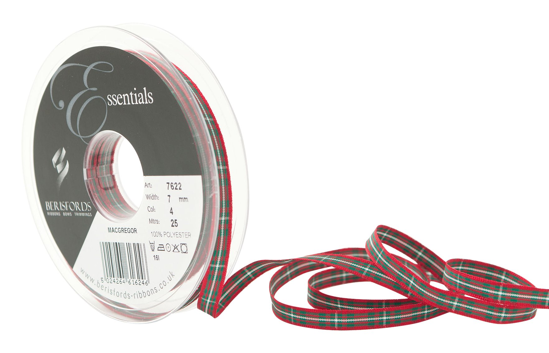 Berisfords Polyester Tartan Ribbon, Macgregor, 7 mm — image 1