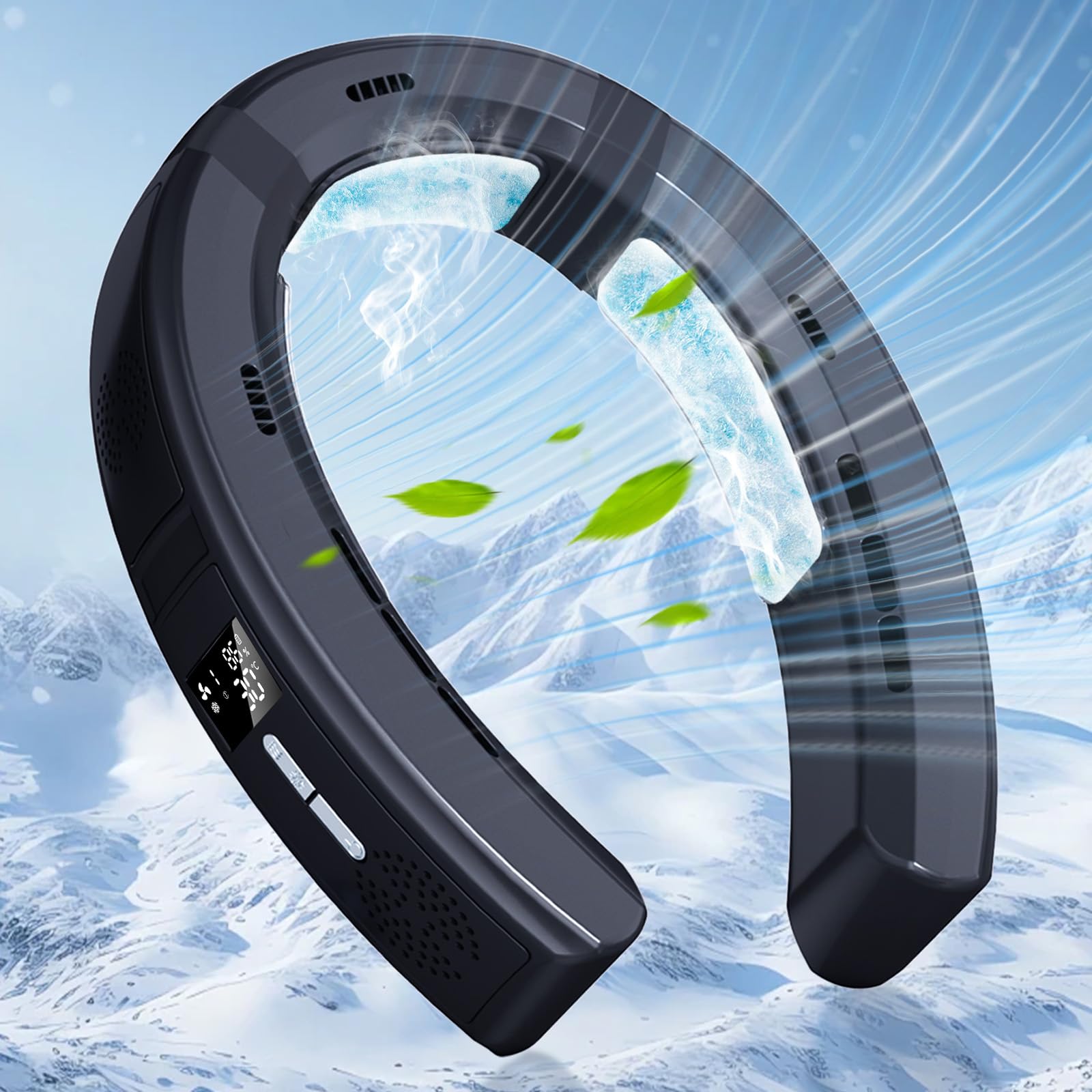Photo 1 of Finect Neck Air Conditioner, Wearable Air Conditioner 6000mAh Rechargeable Portable Neck Fan, Cool Down 50°F in 3S, LED Display, Personal Cooling Neck Fan Air Conditioner for Work Travel Outdoor Home