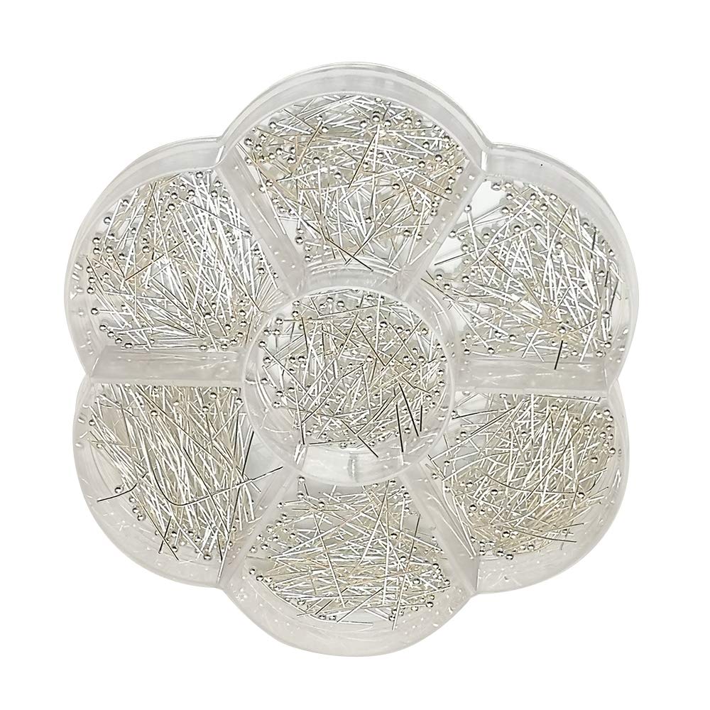 Chenkou Craft Silver Assorted 700pcs Mix Size Brass Ball Head Pins for Jewelry Making (Silver, Mix)