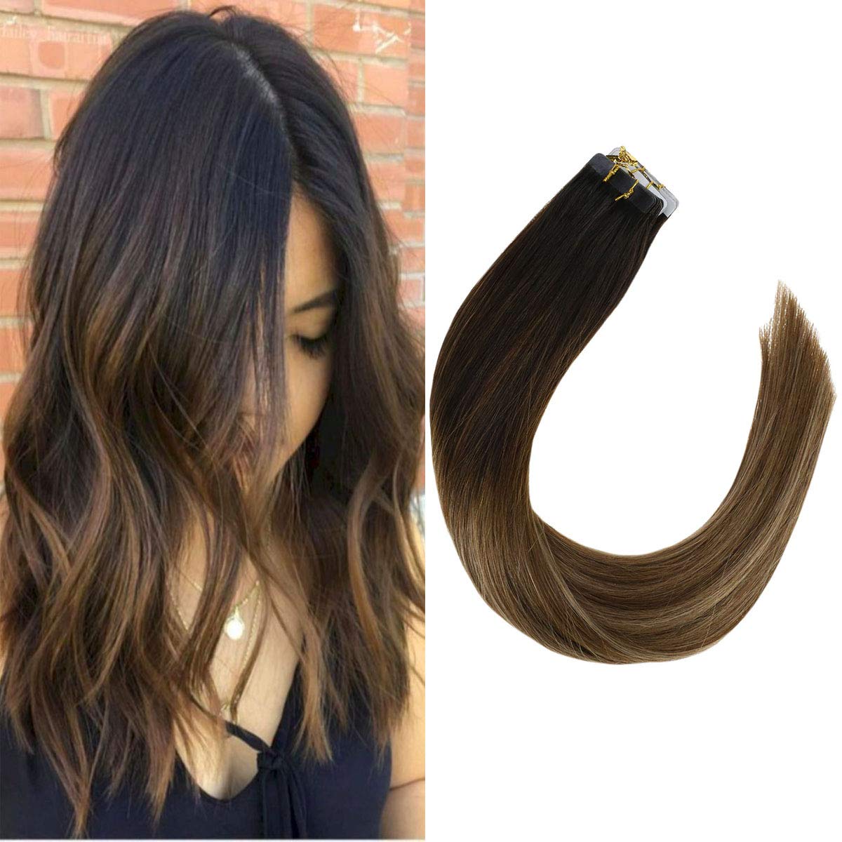 Amazon Com Vesunny 14 Inch Real Tape In Hair Extensions Ash