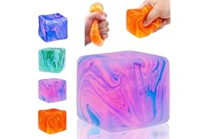 Squishies Stress Cube, Adults Squishies Anxiety Relief Maltose Ball, Gel Filled Stretchy Stress Balls for Anxiety Relief, Sen