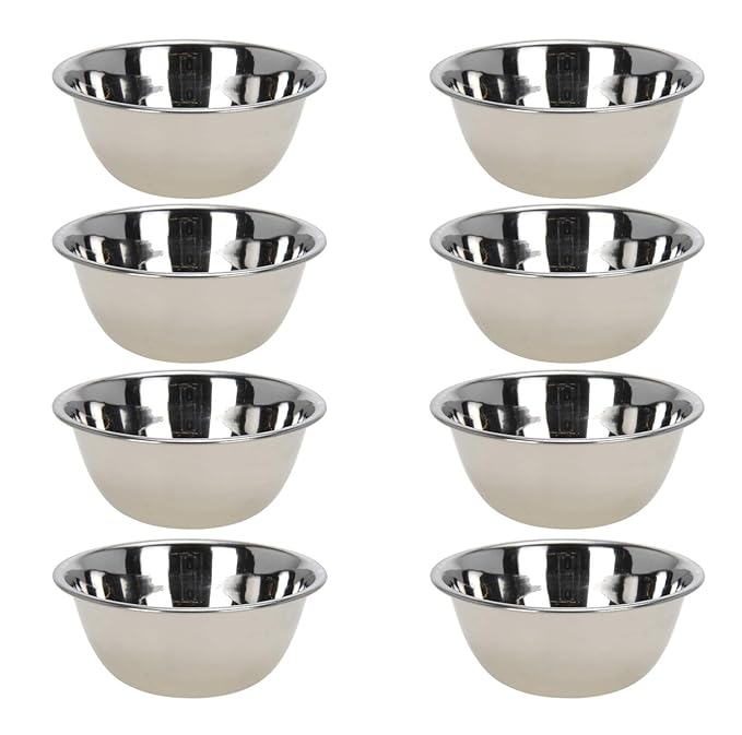 Unbekannt 8X kleine Schüsseln aus Edelstahl, stapelbar/Metall Servierschalen für Snacks, Dips, Dessert (8 pcs Ø 10 cm)