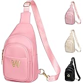 Freesya Initial Sling Bag for Preteen Teens, Gift for Family Friends, Cross body Purse with Multi Pockets for Daily Essentials, Personalized Gifts Arrive Quickly, Cute Trendy Stuff