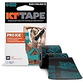 KT Tape, Pro Ice, Menthol Infused Kinesiology Tape, 20 Count, 10" Precut Strips, Black