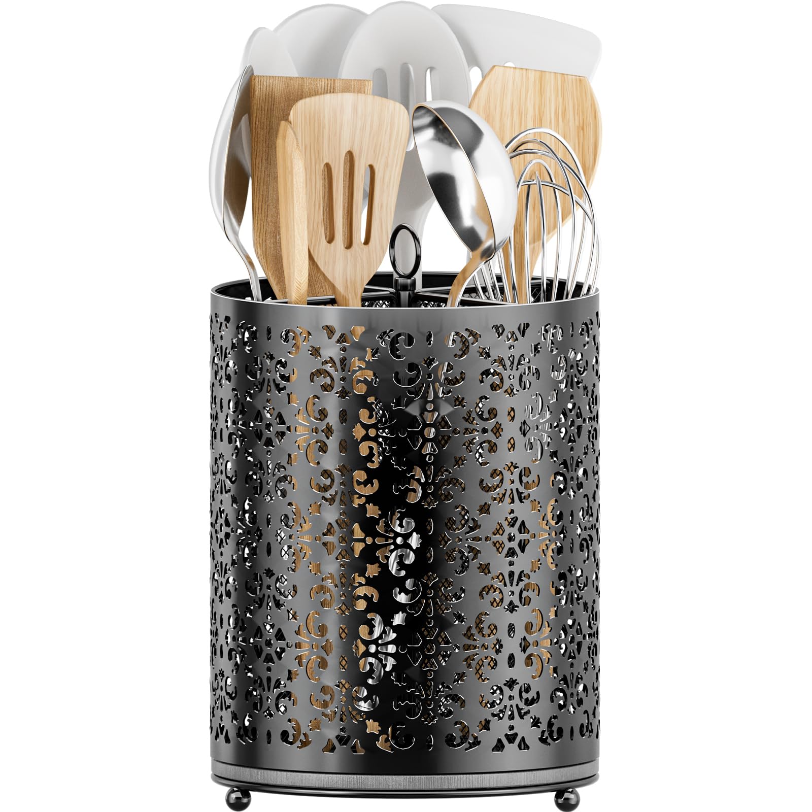 Photo 1 of YIUKEA 360° Rotating Utensil Holder - Extra Large Cooking Utensils Caddy Counter Organizer with Instant-Dry and Removable Base for Kitchen Tools
