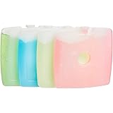 Amazon Basics Reusable Hard Sided Square Ice Pack, 4.75" X 4.75" X 0.5", Multicolor, Pack of 4