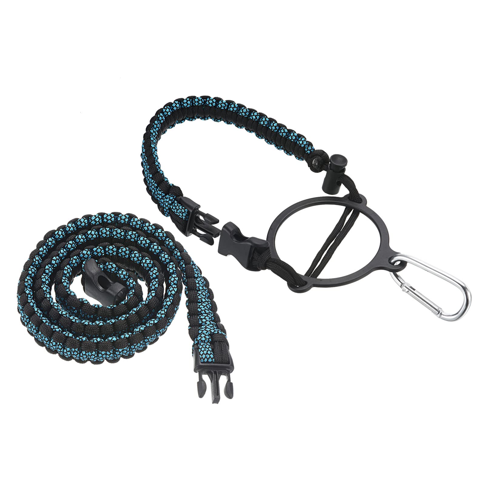 PATIKIL Water Bottle Holder, Paracord Handle Carrying Lanyard Strap Carrier with Ring for 12oz to 64oz Wide Mouth Bottles, Light Blue, Black