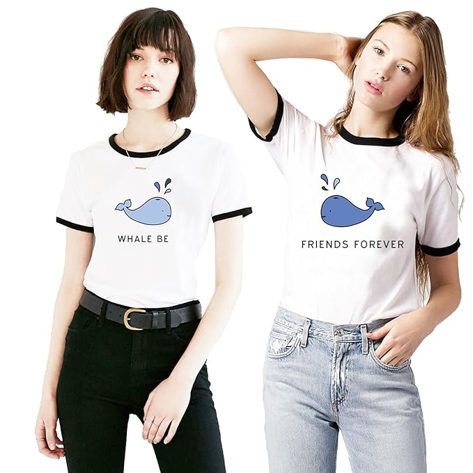 Best Friends T-Shirts für 2 Mädchen – Sommer Oberteile Set für Zwei Damen Freunde Tops Sister BFF Geschenke