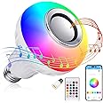 JETENCN Lighting LED+ Color Changing Speaker LED Light Bulb with Remote Control and APP, Soft White, Comes with B22 Socket