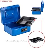 Burg-Wächter Sterling CB02CBL 8in Combination Lock Cash Box Blue view 3