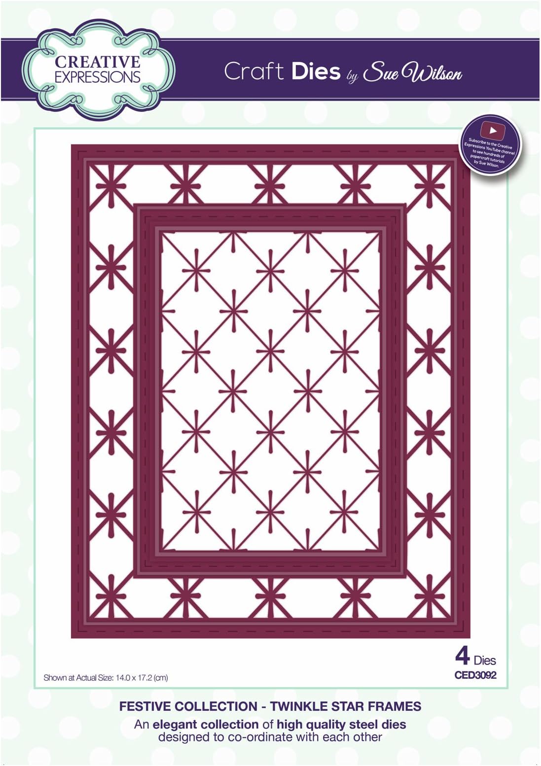 Sue Wilson Festive Collection Twinkle Star Frames Die, Metal, Silver, 17.2 x 14cm