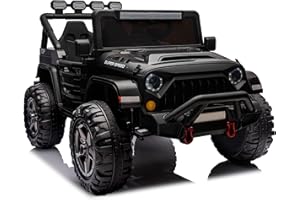 Kids Republic 2-Seater 24V Electric Ride-On Jeep with Full LED Lights, Parental Remote Control, MP3 Player, and 3 Speeds for 