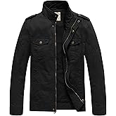 WenVen Men's Casual Washed Cotton Military Jacket