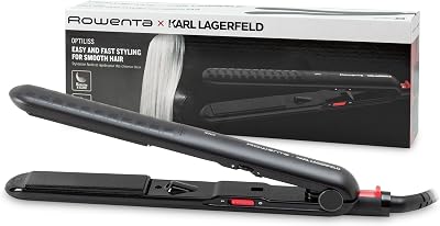 x Karl Lagerfeld Extra Liss SF411L-Plancha de pelo con Recubrimiento de Keratina, Turmalina, pantalla LED, apagado autómatico, negro, 9 cm x 4.5 cm
