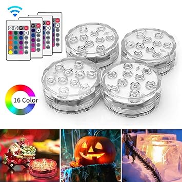 AODOOR Unterwasser Licht, RGB Multi Farbwechsel Wasserdichte LED Leuchten für Vase Base Party,Weihnachten,Schwimmbad, Hallowe