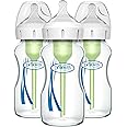 Dr. Brown's Natural Flow Anti-Colic Options+ Wide-Neck Glass Baby Bottles 9 oz/270 mL, with Level 1 Slow Flow Nipple, 3 Pack, 0m+