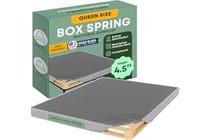 Greaton, 4.5” Queen Box Spring for Queen Bed – Amish-Made in The USA – Solid Wood Box Spring Mattress Foundation with Stable & Quiet Support – Flat-Packed & Easy Assembly – Grey