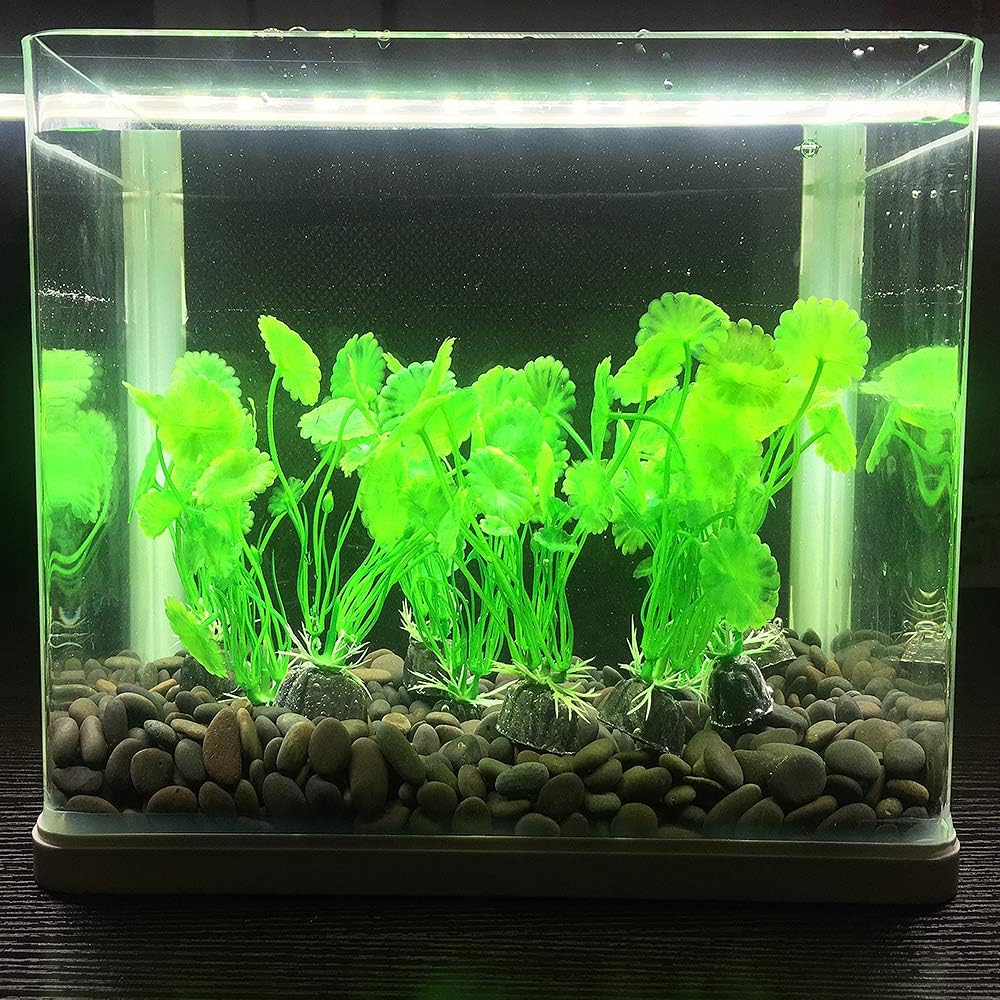 Amazon 水槽用 人工水草 13cm小型水草 10枚 レイアウト 水槽 オーナメント 水槽内装 アクアリウム 水槽 飾り 観賞魚 熱帯魚 金魚 爬虫類 隠れ家 水族館内装 構築植物 丸い葉 Smoothedo Pets 人工水草 通販