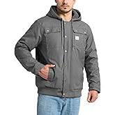 HISEA Men's Sherpa Work Jacket, Winter Water Resistant Hooded Duck Canvas Coat, Relaxed Fit Fleece Insulated Utility Jackets