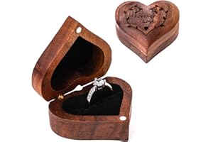Yhwocd ring box for proposal & engagement & wedding ceremony，ring bearer box for Single slots, wooden ring box,Heart-shaped wedding ring pillow