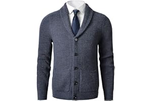 ZHILIFS Men's Shawl Collar Cardigan Sweater - Cable Knit, Button-Up, Merino Wool - A Modern Classic That Never Goes Out of Style