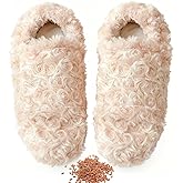 sfiocoopck Microwave Slippers for Women and Man, Foot Warmers for Cold Feet, Microwavable Heated Slippers for Feet Soothing, Microwave Heating Pad for Foot, Heat Compress, Washable Cover, Beige, S