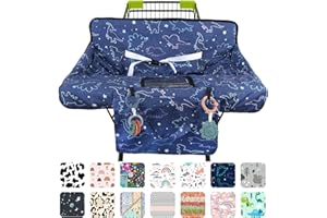 Polovillae Shopping Cart Cover for Baby 2-in-1 High Chair Cover with Safety Harness Multifunctional Dark Blue Dinosaur Pattern Cart Covers for Babies Soft Padded Grocery Cart Cover for Baby Boy Girl