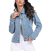 MISS MOLY Women's Denim Jacket Button Up Long Sleeve Basic Trendy Jean Jacket Coat with Pockets