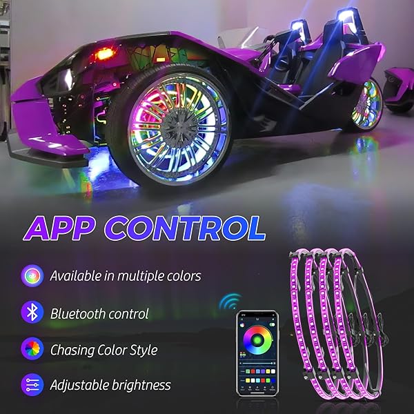 DREAMOTOR 4PCS 17.5″ RGB LED WHEEL LIGHTS FOR TRUCK, RIM LIGHTS FOR TRUCKS COMPATIBLE WITH POLARIS CAN-AM F150 F250 GMC SIERRA 1500 2500 DODGE RAM 1500 2500 CHEVY SILVERADO 1500 2500 LTZ JEEP WRANGLER