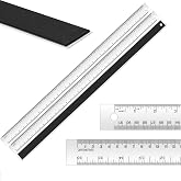 Trandraft 2 Pieces 36 Inch Metal Ruler Stainless Steel Metal Ruler with Rubber Backing Non-Slip Edge Rulers Yard Stick with Inch and Centimeters Drafting Office Prevent Ink Leakage Tools