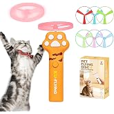 RAIN-MOOSE Cat Fetch Toy Launcher, Flying Disc Launcher with Rechargeable &amp; 6 Soft Flying Discs (3 Glow), Easy Use Interactive Toys for Indoor Adult Cats &amp; Kittens for Enrichment