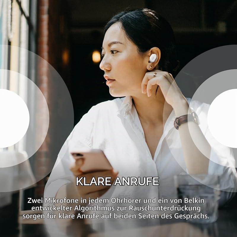 SOUNDFORM Play True Wireless In-Ear-Kopfhörer, 3 EQ-Voreinstellungen, schweiß-, spritzwasserfest, Schutzart IPX5, 38 Std. Betrieb für iPhone, Galaxy, Pixel usw.-Weiß, One Size, AUC005