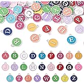 Cheriswelry Letter Alphabet Charm for Jewelry Making Initial Letter A-Z Pendants Flat Round Hexagon Alloy Enamel Charms for Necklace Bracelet Earring Jewelry Making DIY Craft