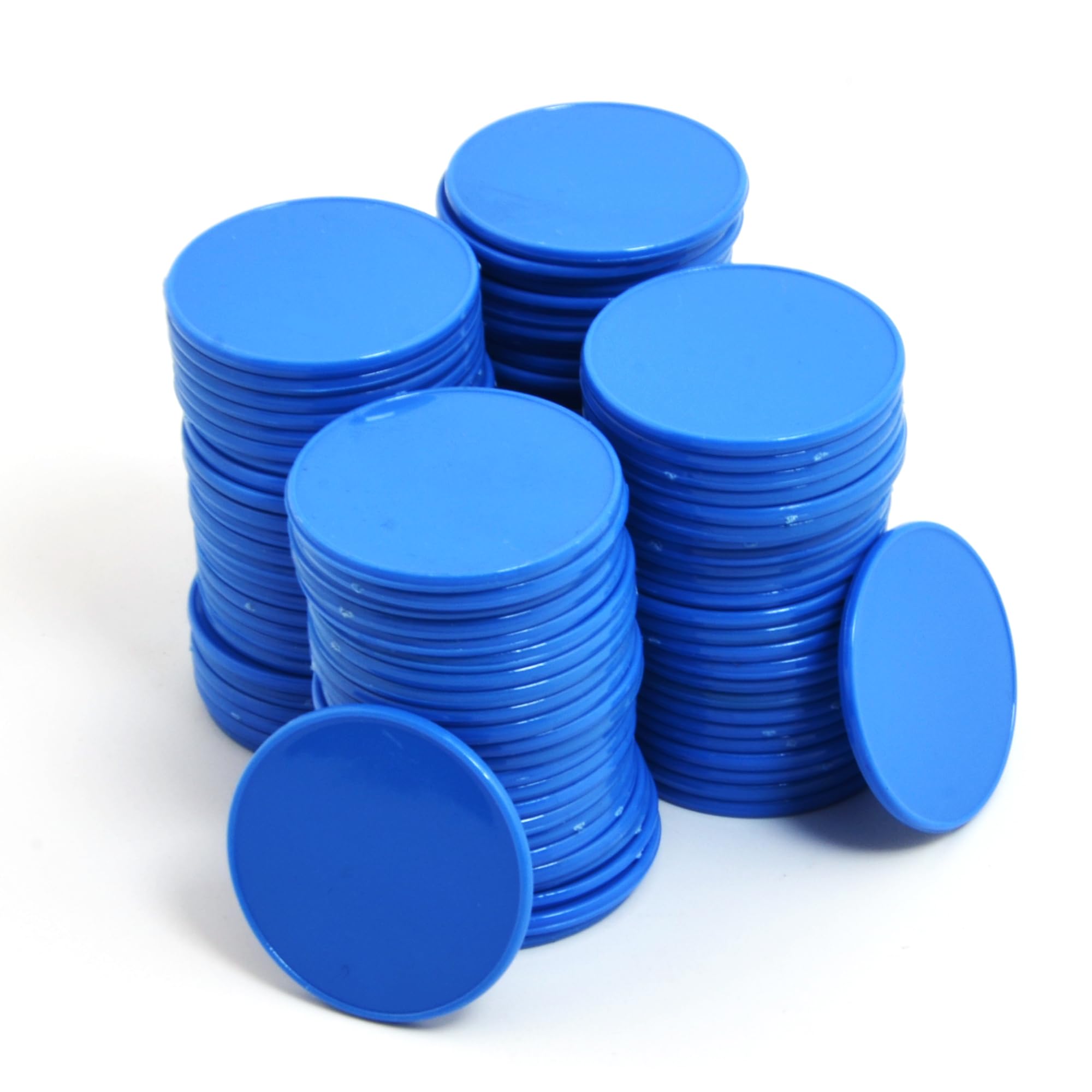 Smartdealspro 32mm Opaque Plastic Learning Counters Mini Poker Chips Games Tokens with Storage Box (Flat, 100pcs, Purssian Blue)