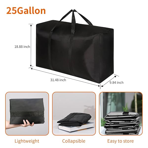 QINGXIANGZI EXTRA LARGE MOVING BAGS: 4 PACK STORAGE TOTES – WITH STURDY ZIPPERS AND WRAP-AROUND HANDLES FOR MOVING SUPPLIES AND SPACE SAVING – BLACK
