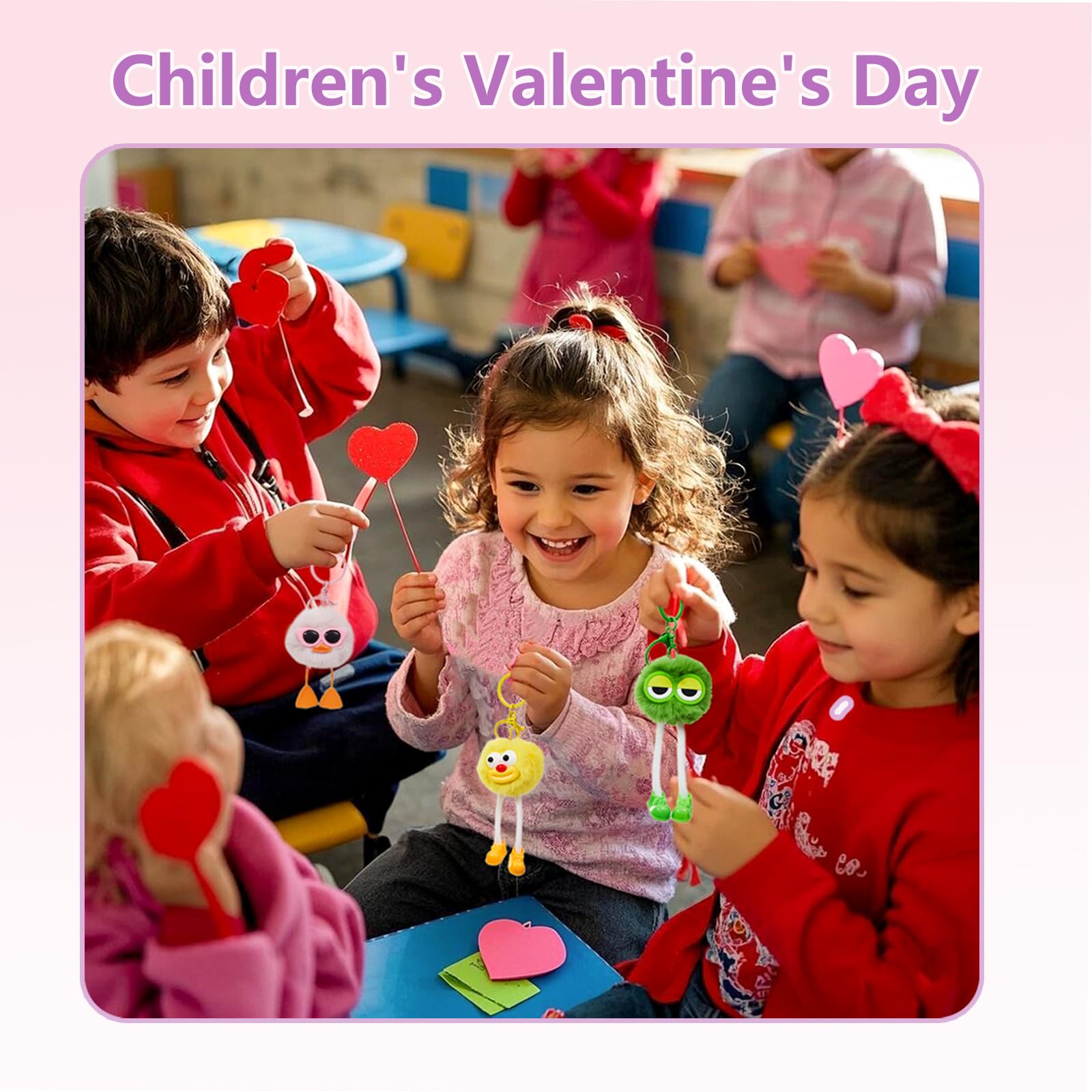 24 PCs Kids Keychains - Keychain Cute for Birthday Goodie Bags Christmas Gifts for Grandkids Stocking Stuffers for Kids Birthday Party Favors Pinata Toys Classroom Prizes Elementary Child Bulk Items