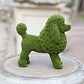 Cyrank Flocked Animal Statue Outdoor Garden Statues Decor European Style Handcrafted Resin Simulation Moss Flocked Dog Cat Figurine for Garden(03)