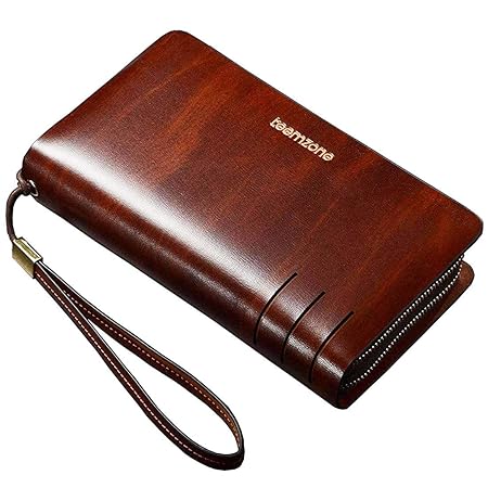 Portemonnaie Männer RFID Schutz Herrentasche Leder 22×13,5×4cm Geldbörse Herren Unterarmtasche Handgelenktasche Groß Multi-Ta