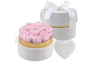 BLOOMRITA 12 Forever Roses in a Velvet Box with Gift Card, Preserved Flowers for Delivery Prime Today, for Wife Mom Daughter, Forever Flowers Birthday Gifts for Women - Pink