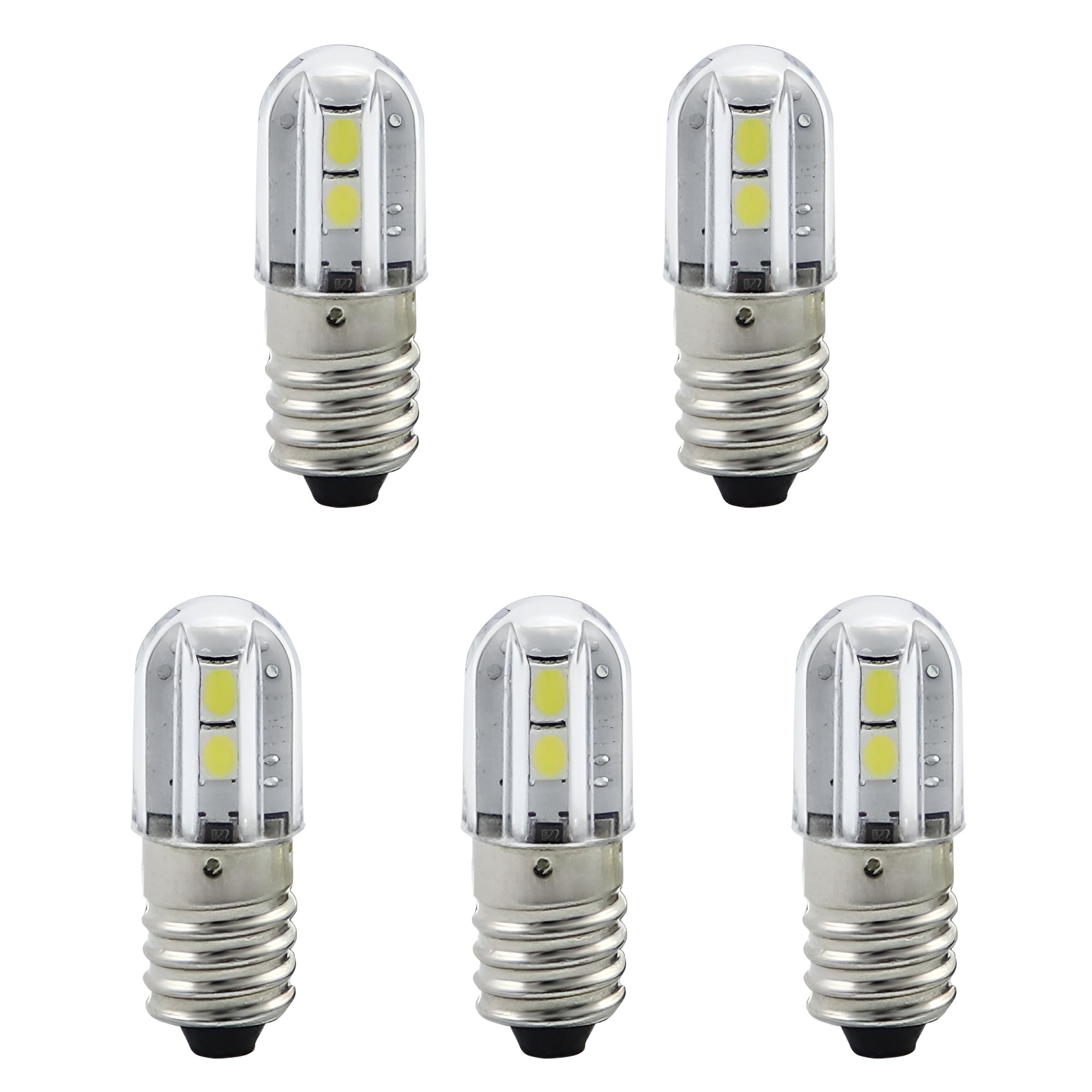 Photo 1 of GutReise E10 LED Light Bulb,5 PCS 12V Cold White Lamp 1W 100LM 6500k, Miniature Screw Replacement Bulbs (Cold White, 12V)