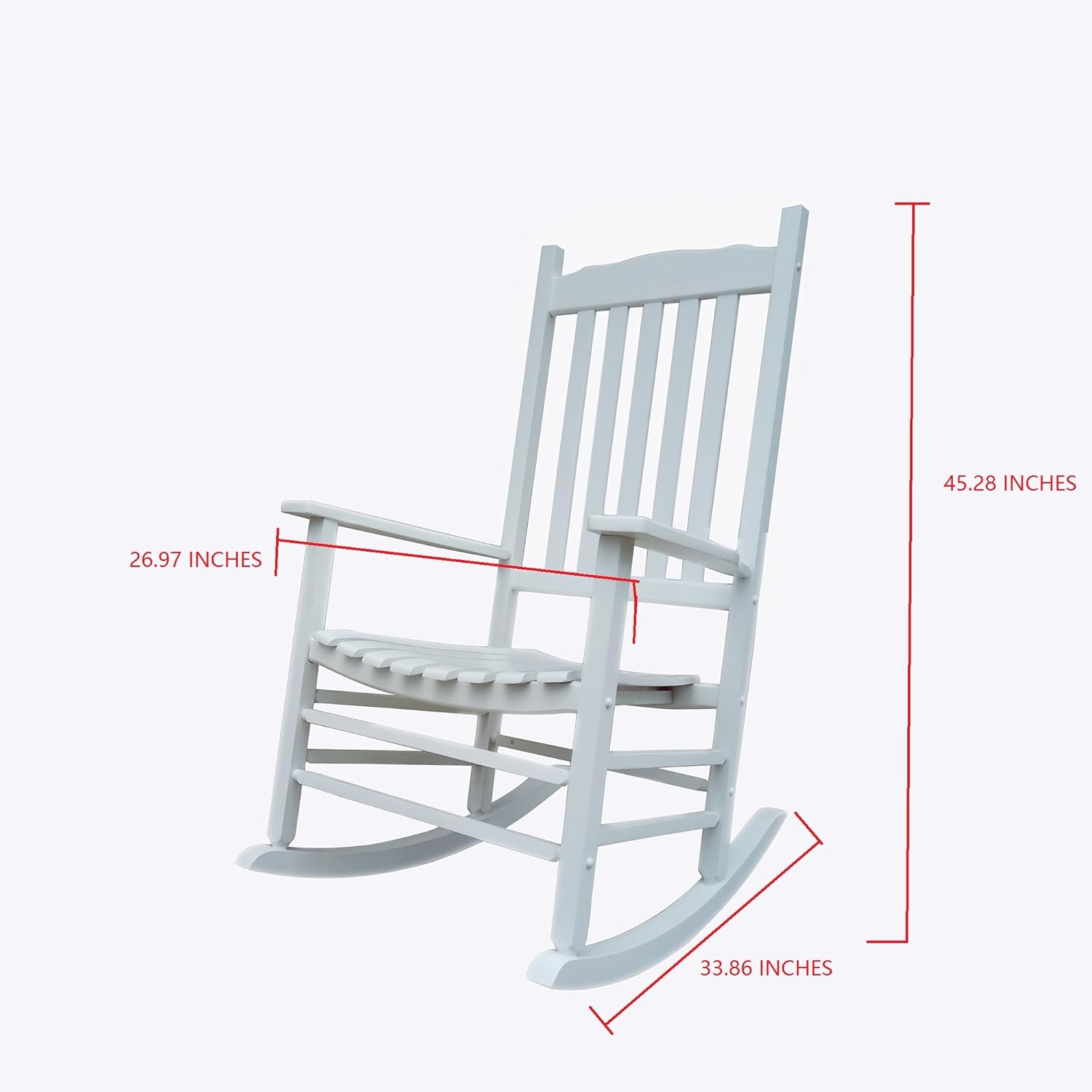 Rocking Rocker - S001WT White Porch Rocker with Side Table: Kitchen & Dining