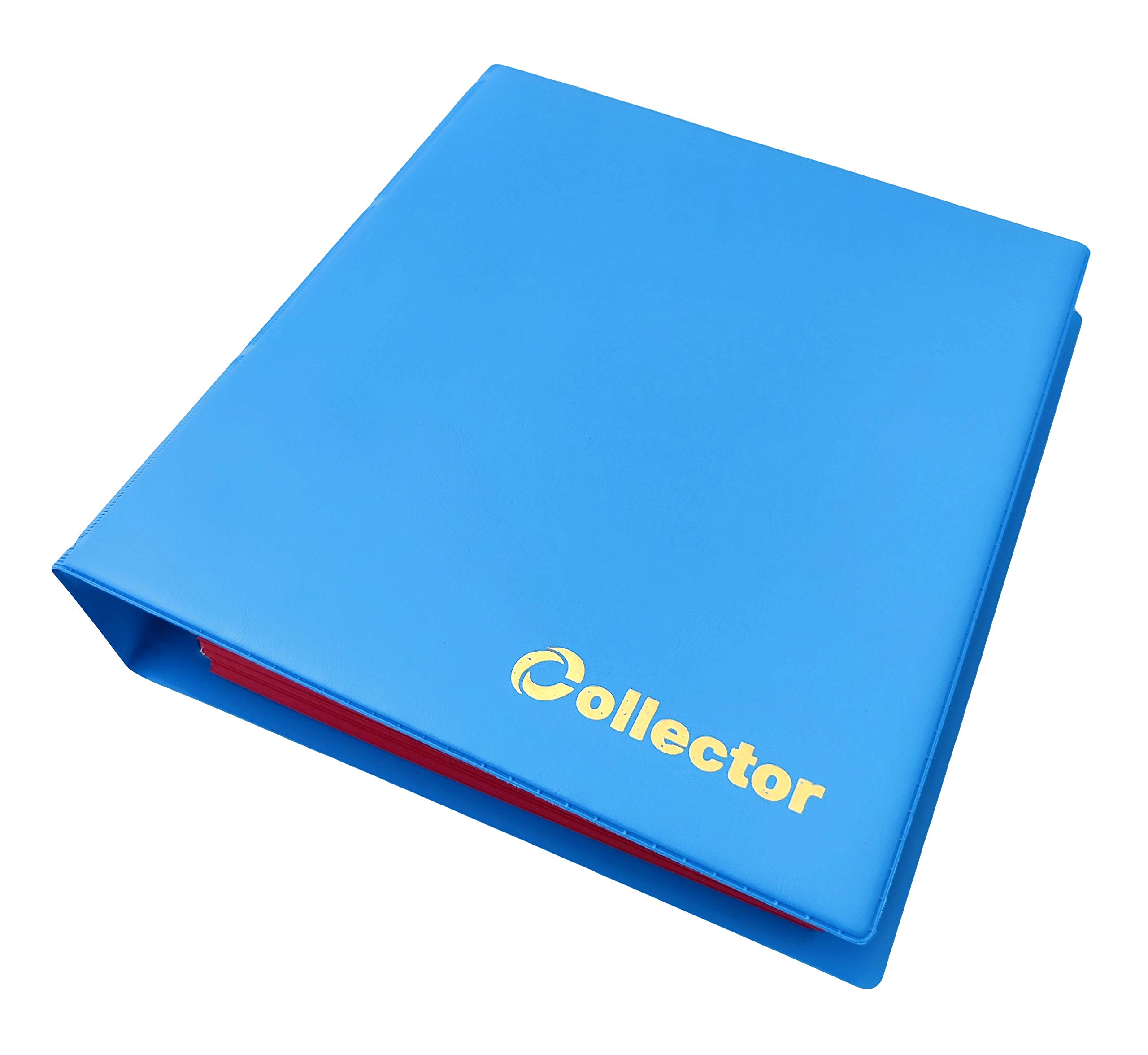 COLLECTOR Coin Album for 280 MEDIUM sizes coins 50p 50 pence £1 £2 €1 €2-14 pages and red dividers (280 Coins, Pastel AZURE color)