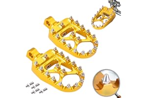 Sresk Offroad CNC Wide Fat Foot Pegs for Harley Dyna Sportster FLFB FLSTF Iron 883 Softail Street Glide, 360 Degree Rotating MX Chopper Bobber Style Motorcycle Footpegs Accessories (Gold)