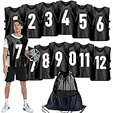 PULUOMASI Scrimmage Training Vest (12 Pack) Team Sports Pinnies Jerseys for Adult Youth Soccer Bibs Numbered Practice Jerseys