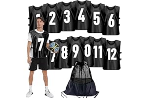 PULUOMASI Scrimmage Training Vest (12 Pack) Team Sports Pinnies Jerseys for Adult Youth Soccer Bibs Numbered Practice Jerseys