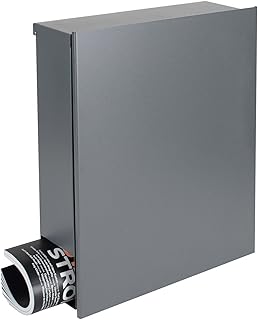 Design-Briefkasten mit Zeitungsfach 12 Liter grau-aluminium (RAL 9007) MOCAVI Box 111 Wandbriefkasten Postkasten Zeitungsrolle