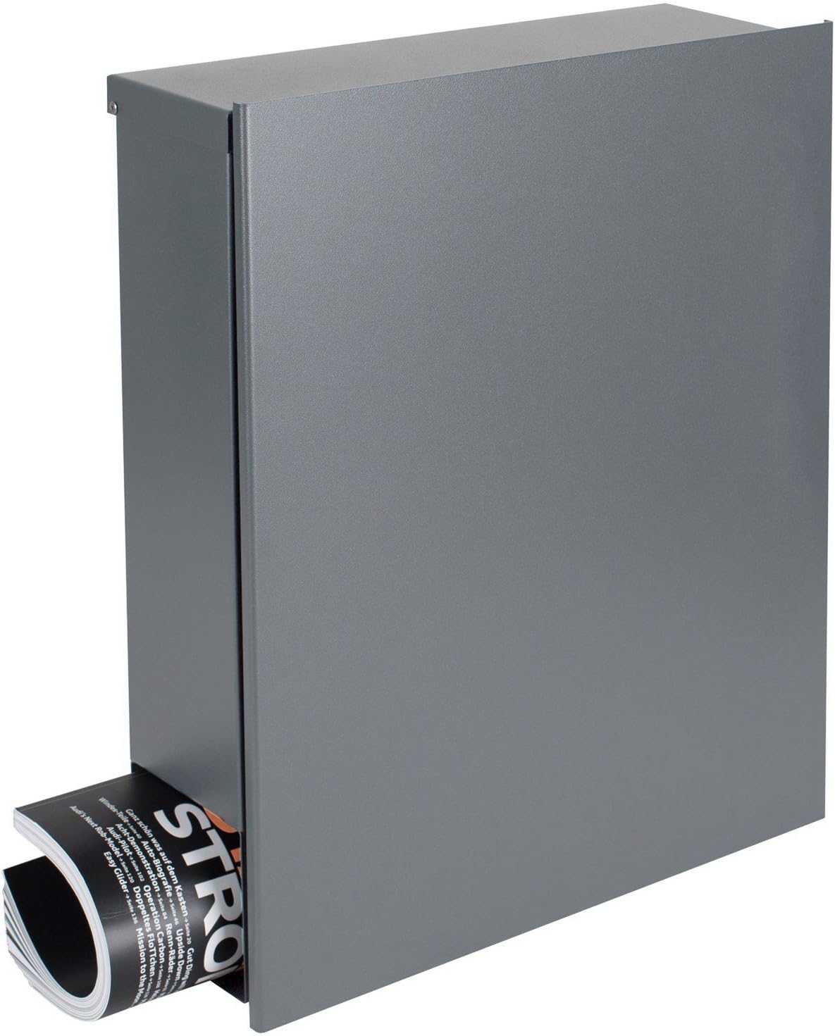 Design-Briefkasten mit Zeitungsfach 12 Liter grau-aluminium (RAL 9007) MOCAVI Box 111 Wandbriefkasten Postkasten Zeitungsrolle