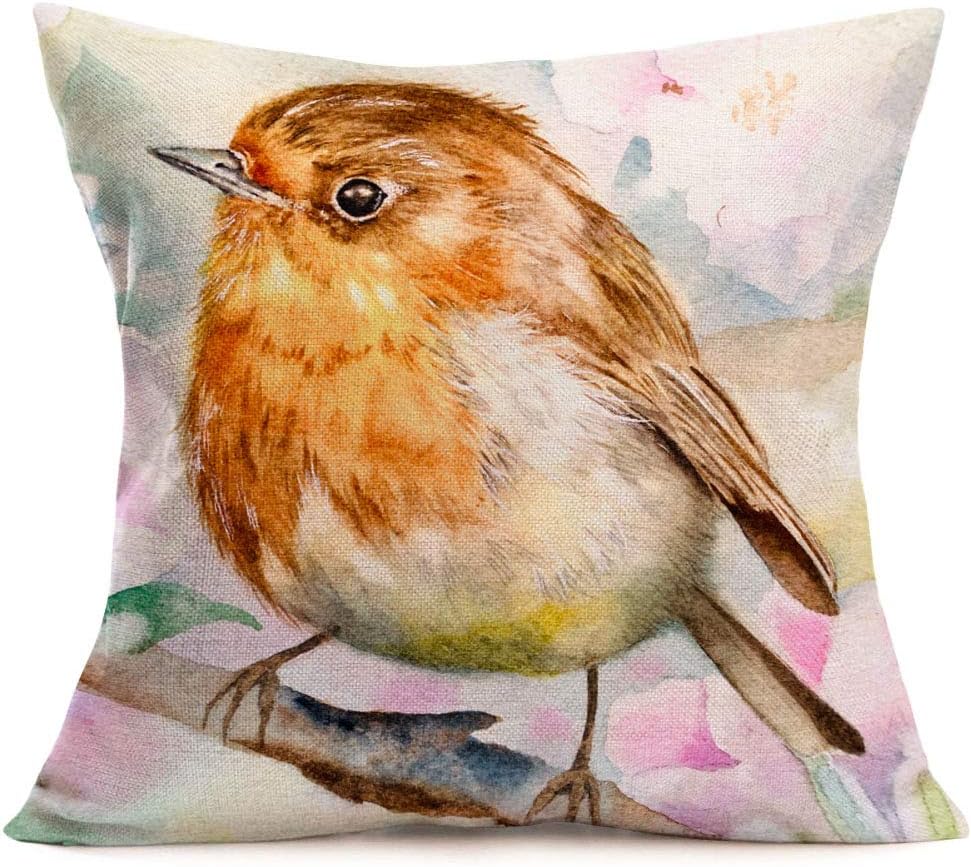 Amazon Com Aremetop Watercolor Robin Bird Stand On A Branch