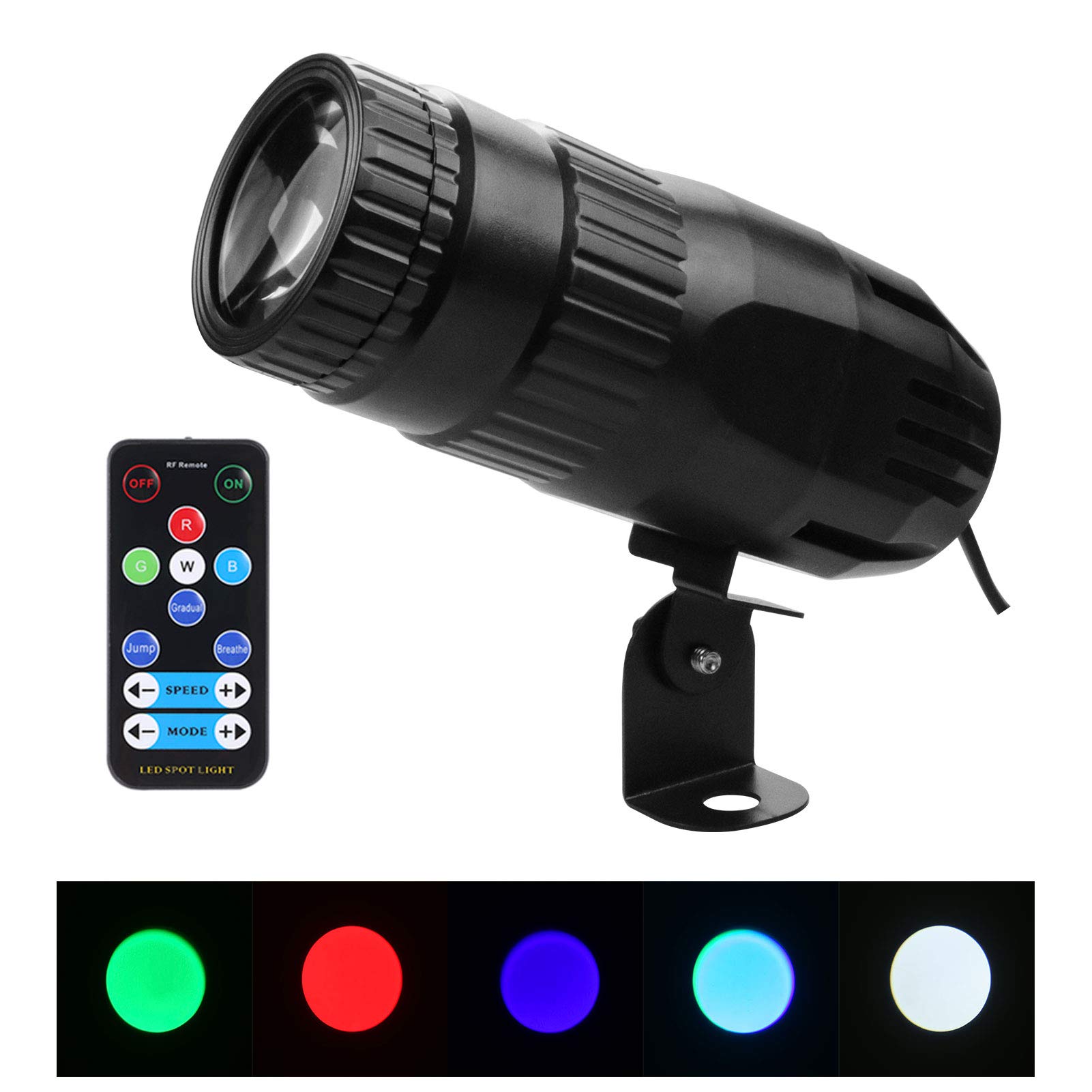 Lixada Pinspot Mini RGBW LED Spot Light DJ Effect with Remote Control Stage Effect for DJ, Disco, Party, Bar, Club, Wedding Performance, Black
