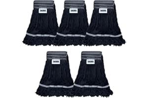 KLHB-YF Heavy Duty Wet Industrial Cleaning Mop Head – Mop Head Replacement Perfect Cotton Washable Mop Head Replacement for Commercial & Home Cleaning（Black）